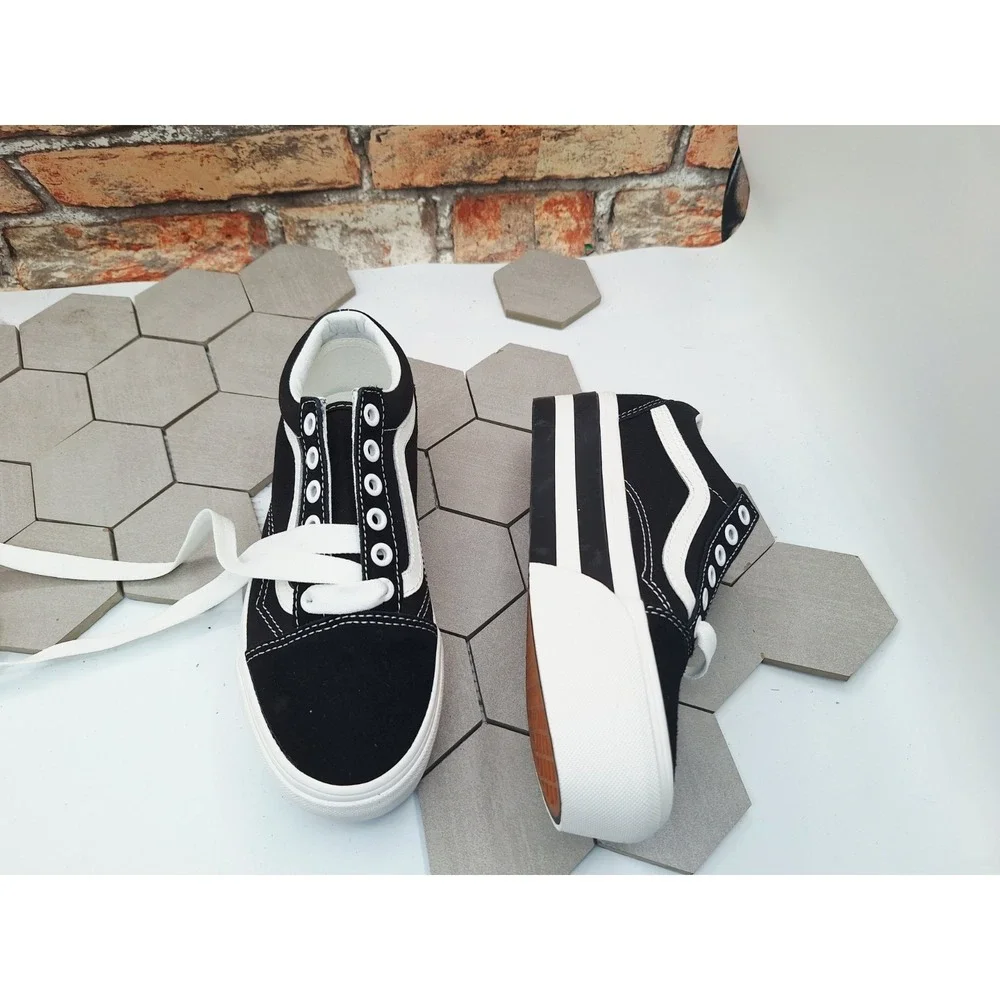 Vans Old Skool Stackform Smarten Up Black White Platform Sneakers Women Sz 5.5